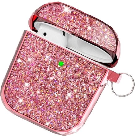 Headphone Case AhaStyle Glitter Protection Airpods 1&2 Case, Pink Features/technology