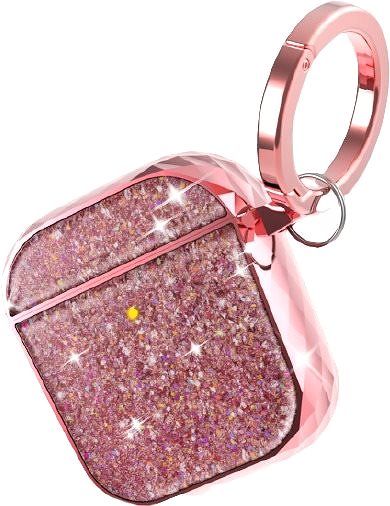 Puzdro na slúchadlá AhaStyle Glitter protection Airpods 1 & 2 case pink Bočný pohľad
