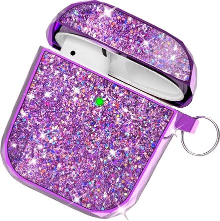 Headphone Case AhaStyle Glitter Protection Airpods 1&2 Case, Purple Features/technology