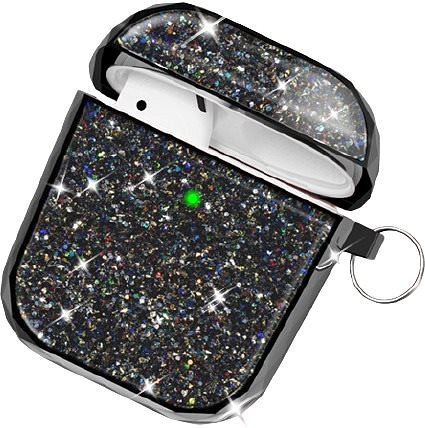 Puzdro na slúchadlá AhaStyle Glitter protection Airpods 1 & 2 case black Vlastnosti/technológia