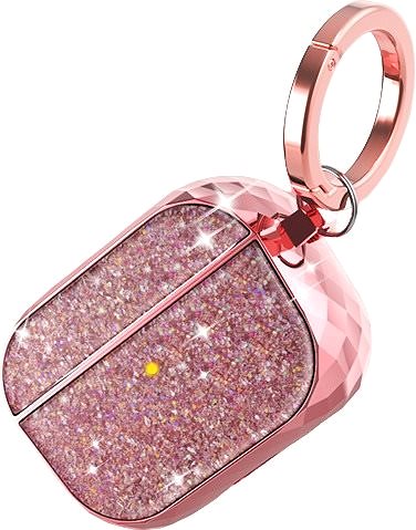 Headphone Case AhaStyle Glitter Protection Airpods Pro Case, Pink Lateral view