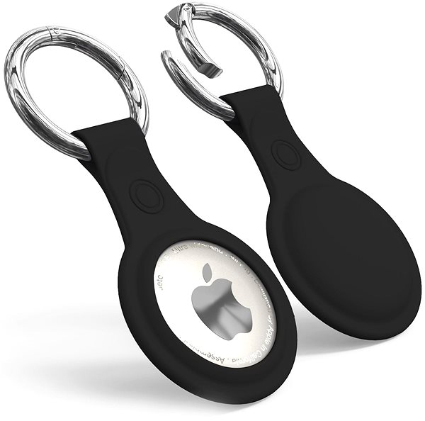 AirTag Schlüsselanhänger AhaStyle Premium-TPU-Hülle für Apple AirTag schwarz Seitlicher Anblick