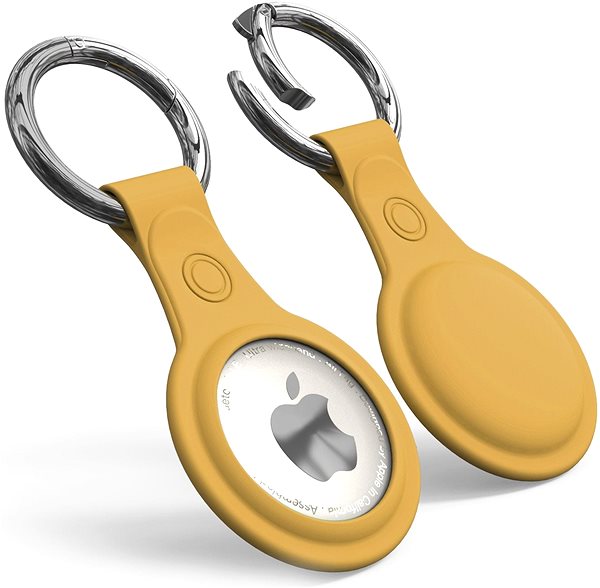 AirTag Schlüsselanhänger AhaStyle Premium TPU-Hülle für Apple AirTag gelb Seitlicher Anblick