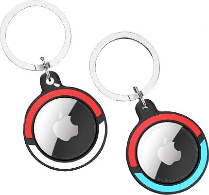 AirTag Schlüsselanhänger AhaStyle Silikonhülle für Apple AirTag rot/blau Screen