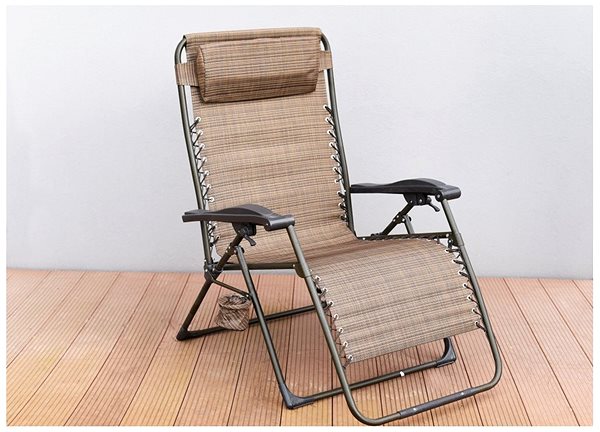 Garden Chair DIMENZA DELUXE Relaxing Adjustable Lounger - Brown Lifestyle