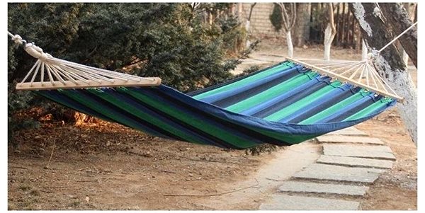 Hammock DIMENSION Hammock with Blue Reinforcement with Stripes ...