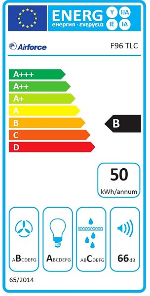 Extractor Hood AIRFORCE F96 TLC 53 WH/X Energy label
