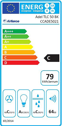 Extractor Hood AIRFORCE Adel TLC 50 BK Energy label