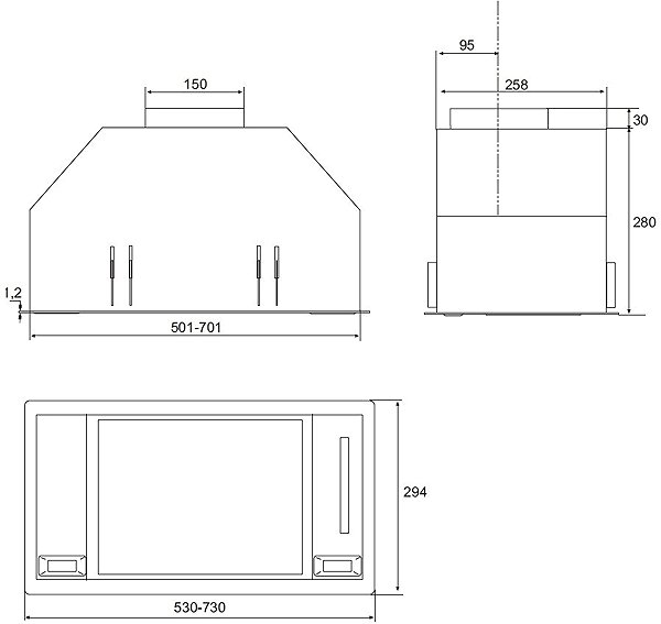 Extractor Hood AIRFORCE Adel TLC 50 WH Technical draft