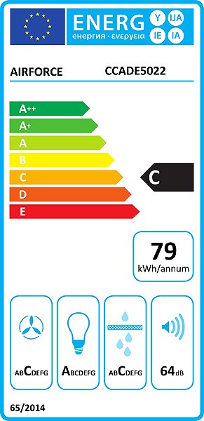 Extractor Hood AIRFORCE Adel TLC 50 WH Energy label