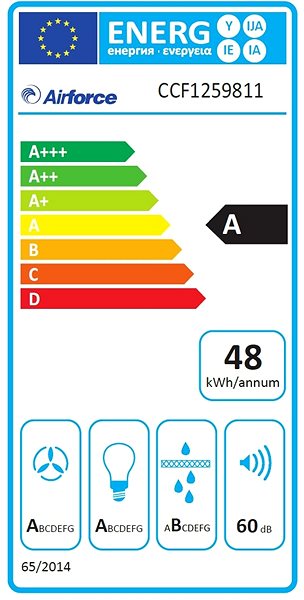 Extractor Hood AIRFORCE F125 TLC 90 BK/X Energy label