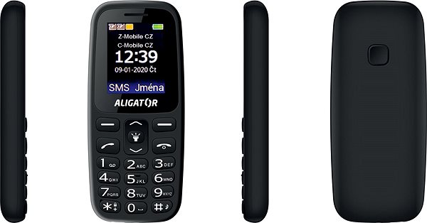 Mobile Phone Senior Aligator A220, Black Lateral view