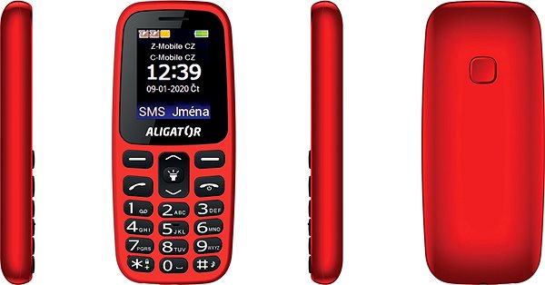 Mobile Phone Senior Aligator A220, Red Lateral view