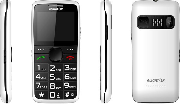 Mobiltelefon Aligator A675 Senior fehér Oldalnézet