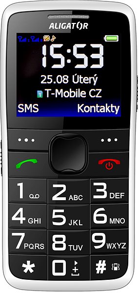 Mobiltelefon Aligator A675 Senior fehér Képernyő