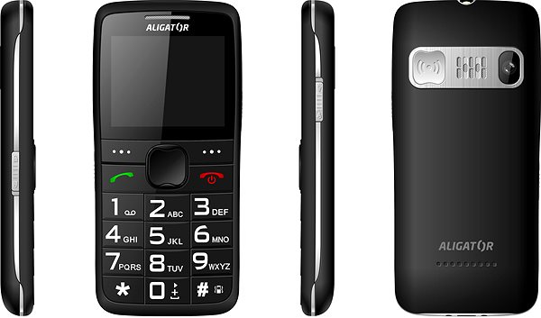 Mobile Phone Aligator A675 Senior Black Lateral view