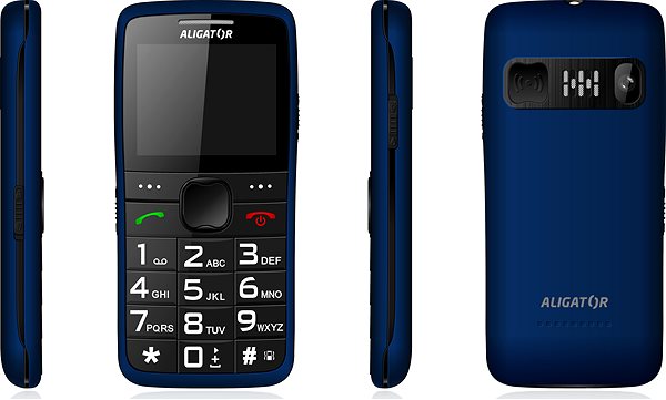 Mobiltelefon Aligator A675 Senior kék Oldalnézet