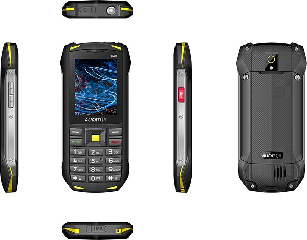 Mobile Phone Alligator R40 eXtremo Yellow Lateral view