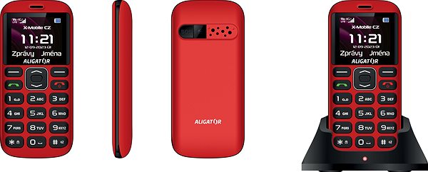 Mobilný telefón Aligator A720 4G Senior červený + nabíjací stojanček ...