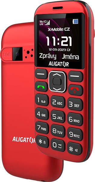 Mobilný telefón Aligator A720 4G Senior červený + nabíjací stojanček ...