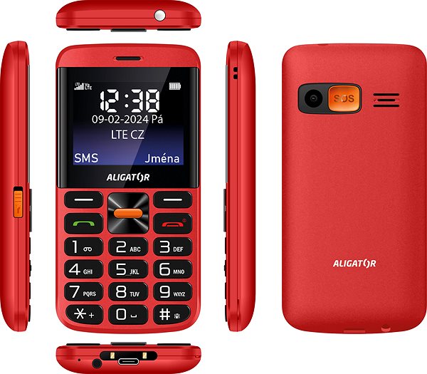 Mobiltelefon Aligator A910 Senior piros + töltőállvány ...