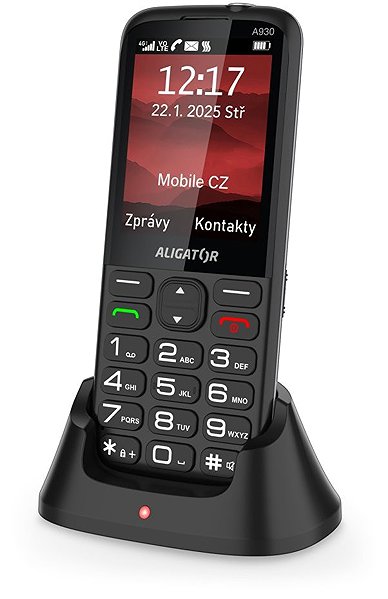 Mobile Phone Aligator A930 GPS 4G Senior black + charging stand ...