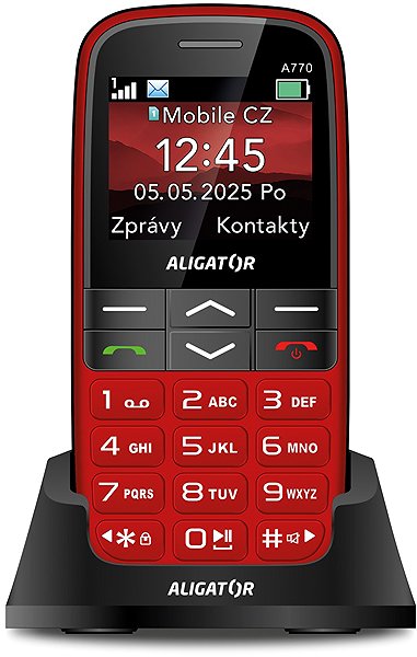 Mobile Phone Aligator A770 Senior red + table charge. ...