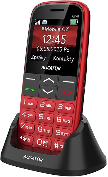 Mobile Phone Aligator A770 Senior red + table charge. ...