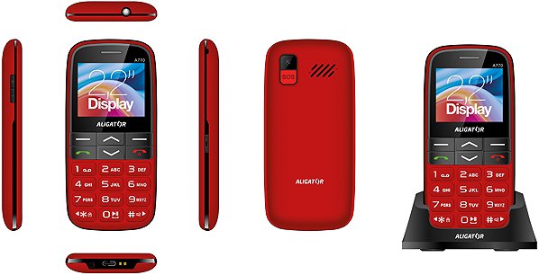 Handy Aligator A770 Senior rot + Tischladegerät ...