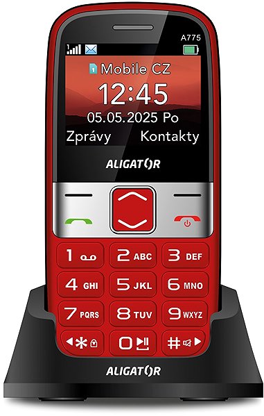 Mobile Phone Aligator A775 Senior red + table charger ...