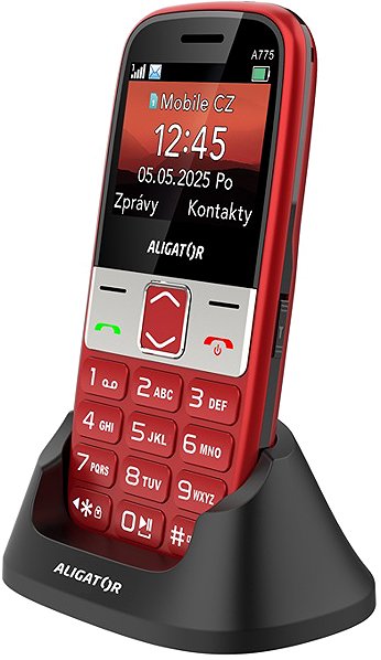 Mobile Phone Aligator A775 Senior red + table charger ...