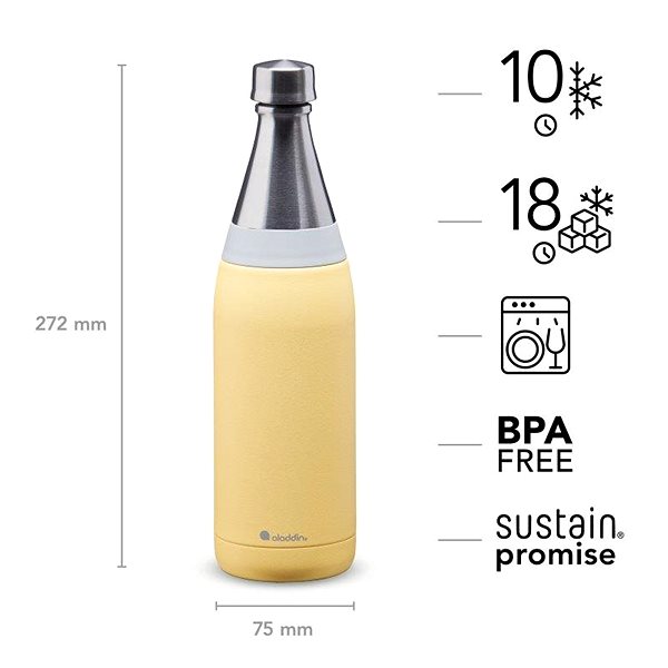 Termosz ALADDIN Fresco Thermavac™ Vizes palack 600 ml Lemon Yellow Műszaki vázlat