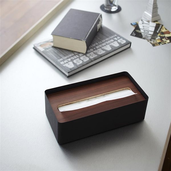 Box na vreckovky Zásobník na papierové obrúsky Yamazaki Rin 7729, kov / drevo, čierny ...