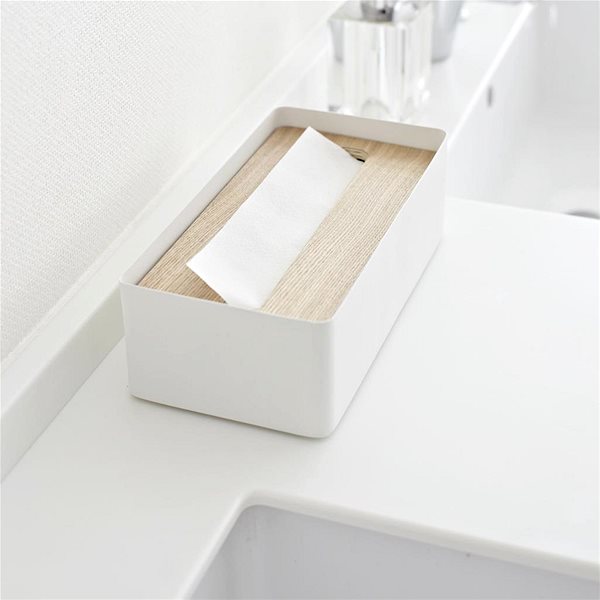 Box na vreckovky Zásobník na papierové obrúsky Yamazaki Rin 7730, kov / drevo, biely ...