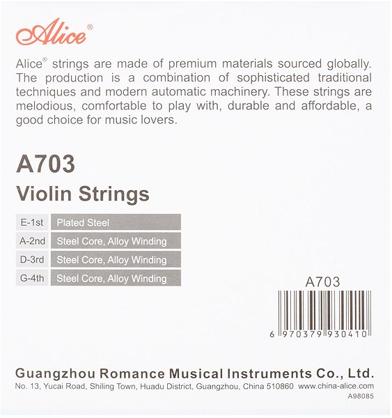 Struny ALICE A703 Basic Violin String Set ...