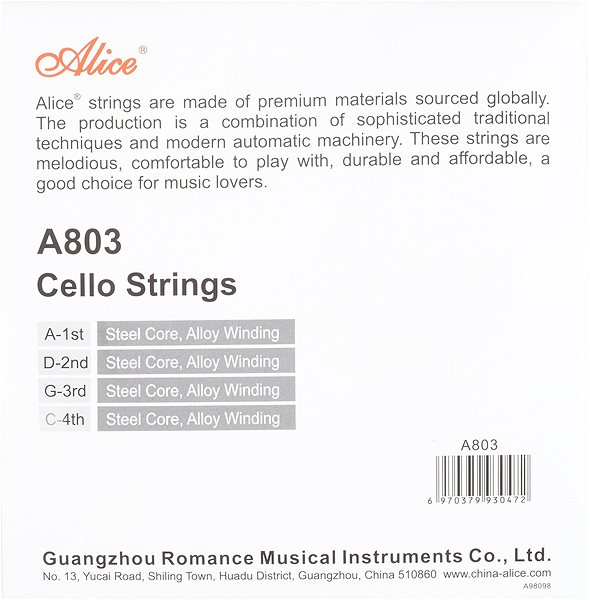 Struny ALICE A803 Basic Cello String Set ...