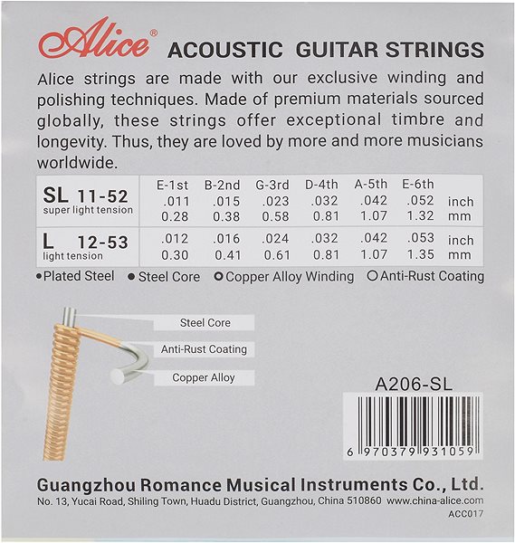Saiten ALICE A206-SL Acoustic Guitar Strings ...