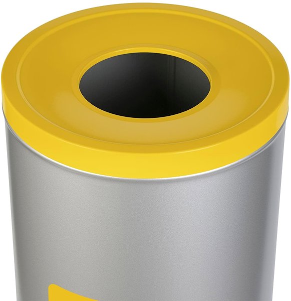 Rubbish Bin Alda Sorted waste bin Eko 45 l, yellow lid - plastic, painted steel, grey ...