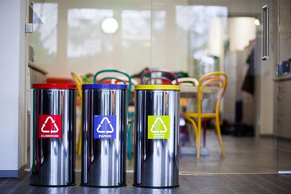 Rubbish Bin Alda Waste bin Eko 45 l, yellow lid - plastic, glossy stainless steel ...