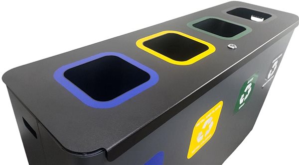 Rubbish Bin Alda Sorted Waste Set Eko Star Station 4 × 60 l, painted steel, grey ...