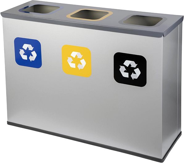 Mülleimer Alda Sortierabfallset Eko Station 3 × 60 l, Stahl lackiert, grau ...