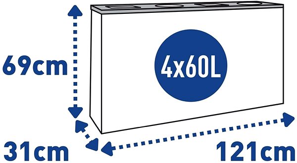 Rubbish Bin Alda Sorted Waste Set Eko Station 4 × 60 l, painted steel, grey ...