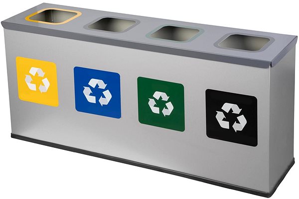 Rubbish Bin Alda Sorted Waste Set Eko Station Mini 4 × 12 l, painted steel, grey ...