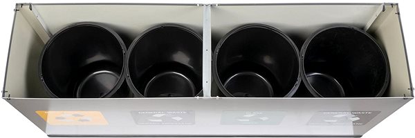 Rubbish Bin Alda Sorted Waste Set Eko Station Mini 4 × 12 l, painted steel, grey ...