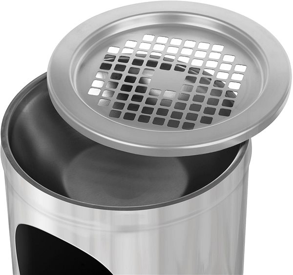 ALDA Outdoor bin with ashtray Sandy 22L, polished stainless steel.