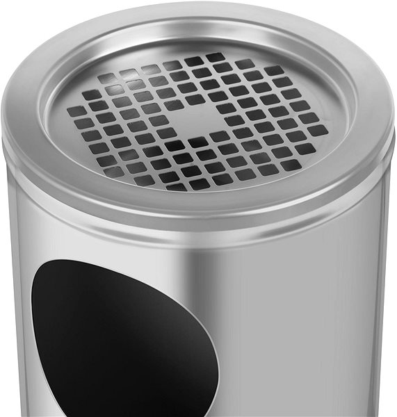 ALDA Outdoor Waste Bin with Sandy Ashtray 22L, matte stainless steel.