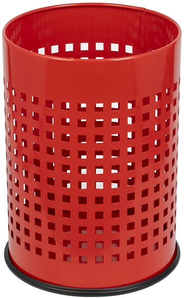 ALDA Officer 18L perforated lacquered steel waste bin in red.