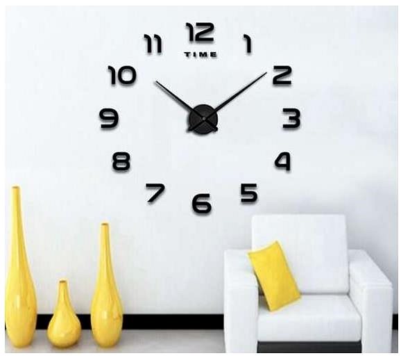 Nástenné hodiny Alum Dizajnové 3D nalepovacie hodiny 130 cm čierne ...
