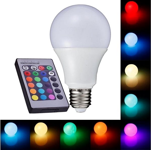 LED Bulb Dimmable RGBW LED A60 with remote control E27 ...