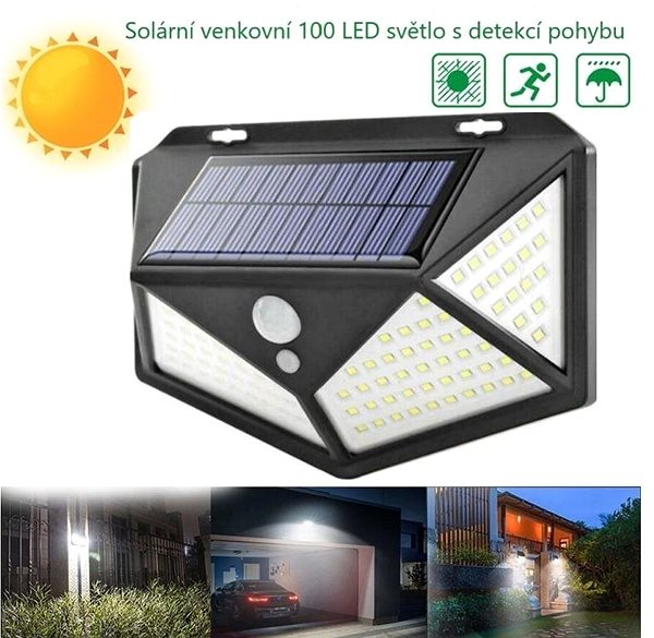 Záhradné osvetlenie Alum Solárne štvorstranné LED osvetlenie s pohybovým senzorom ...